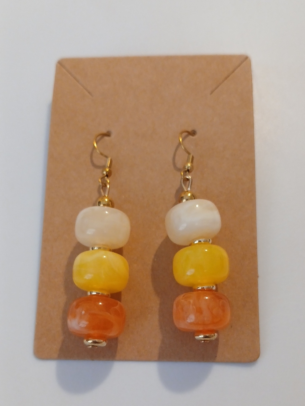 Fashion Jewelry Yellow Orange Cream Bead Drop Earrings
